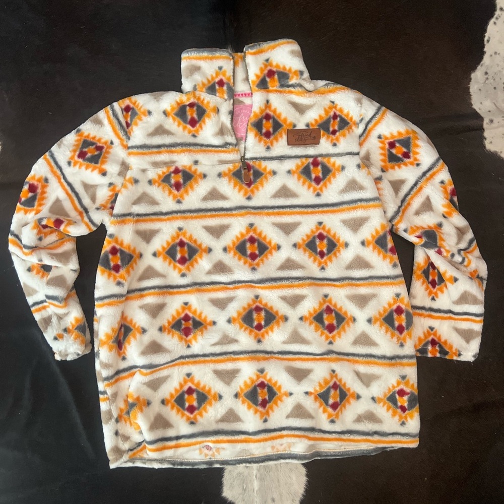 Geometric Patterned Fleece Pullover